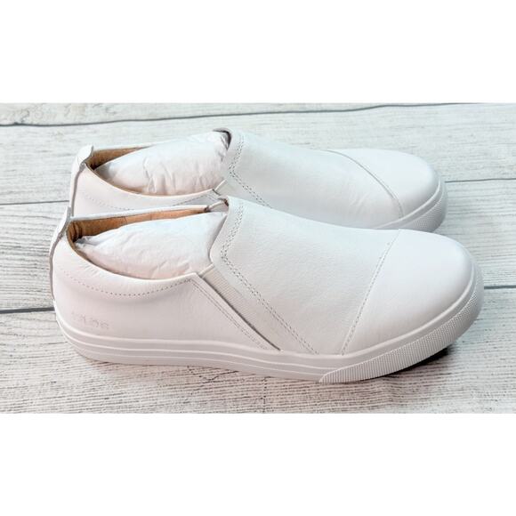 Taos Women’s Twin Gore Lux Shoes White Leather Slip On Sneakers Size 8.5 - Picture 5 of 6